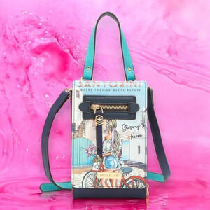 🆕️Nicole Lee USA Santorini-Themed Crossbody Wallet - Fashion Meets Nature 🌷🚲